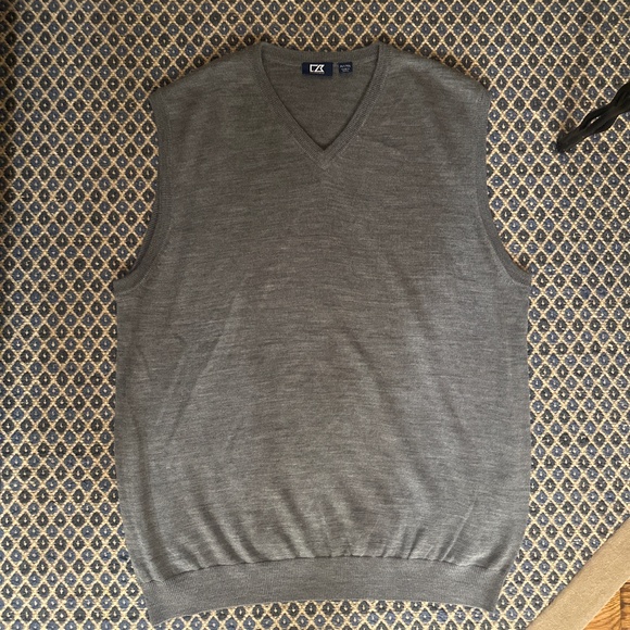 Cutter & Buck Douglas Mens Big and Tall V-neck Gray Sweater Vest Size XLT - Picture 1 of 5